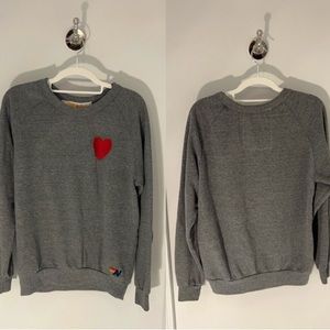 AVIATOR NATION HEART EMBROIDERY CREW SWEATSHIRT - HEATHER GREY